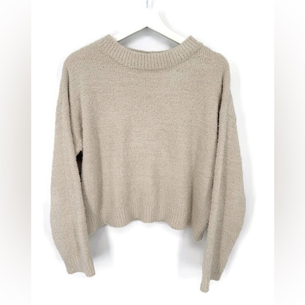ADORN Luxe Ultra Soft Plush Textured Knit Pullover Sweater Cream Oversized Small